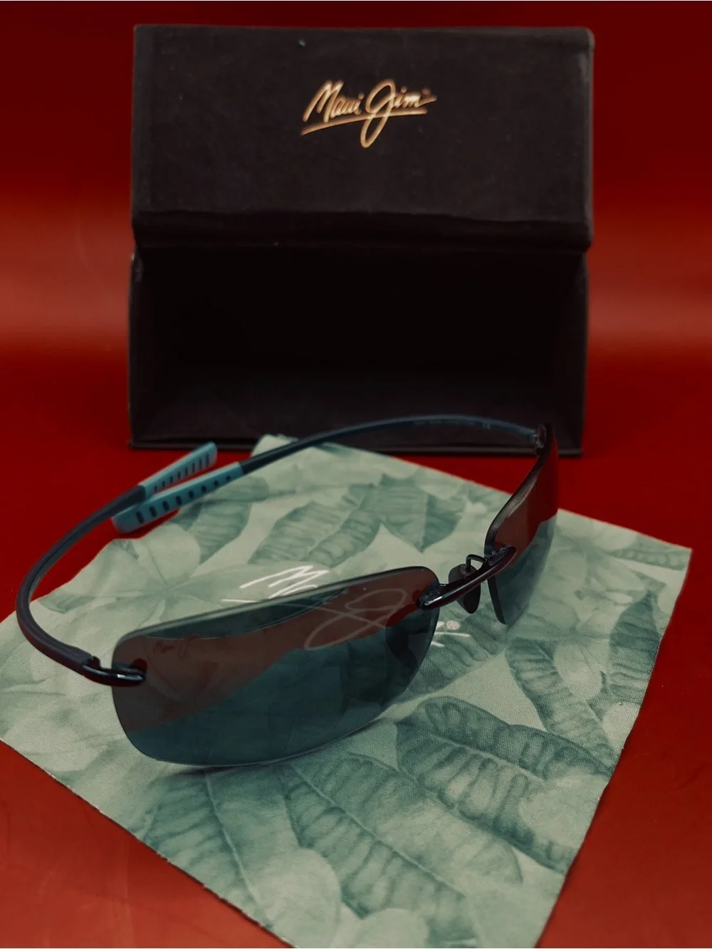 Maui Jim Men’s Teal Blue Rimless Polarized Swim Sunglasses